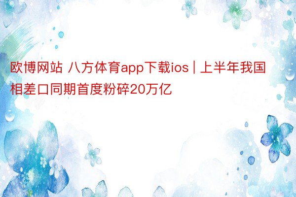 欧博网站 八方体育app下载ios | 上半年我国相差口同期首度粉碎20万亿